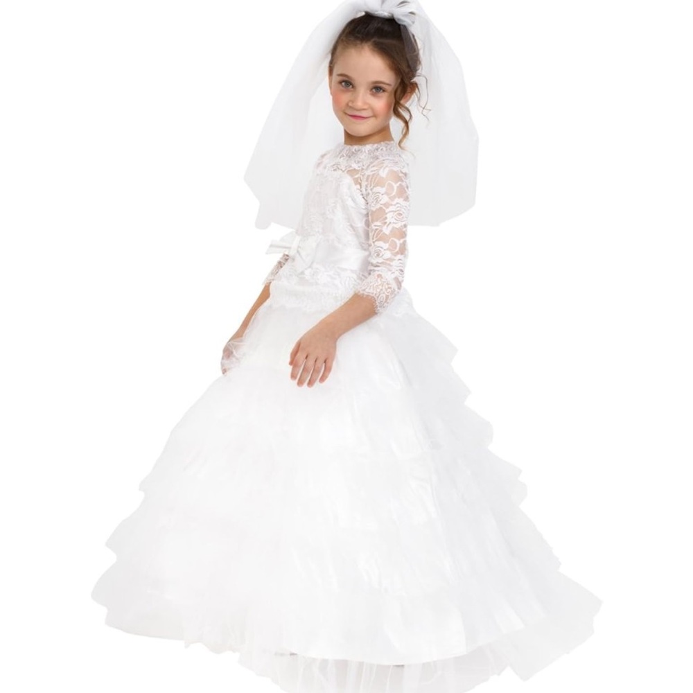 Dress Up America Dreamy Bride Costume for Kids - White